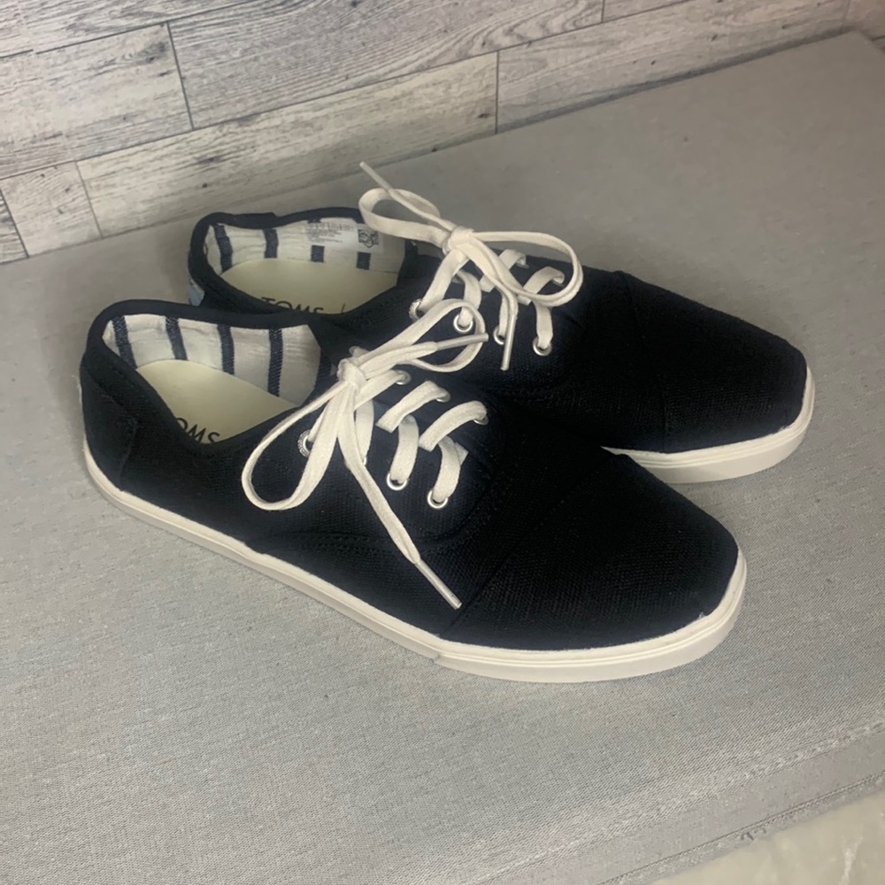 TOMS Women's Cordones Vegan Canvas Cupsole Shoes Black Heritage